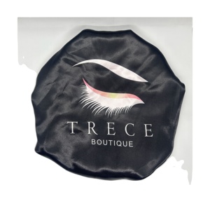 Double Layer Digital Printing Customized Logo Breathable Satin Bonnet Tie <b>Band</b> Bag Hat Women's Nightcap for Curly Hair <b>Wig</b> - Product Image 1