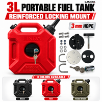 Réservoir de carburant portable pour moto 3L HDPE 3mm avec bouchon de ventilation, plaque métallique renforcée, fixation verrouillable pour VTT tout-terrain CE EPA CARB