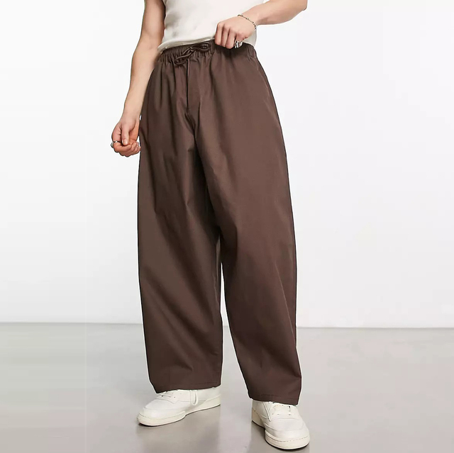 Fashion Y2k Style Street Wear Drawcord Waist Wide Leg Cargo Trousers Baggy Balloon Parachute Pants