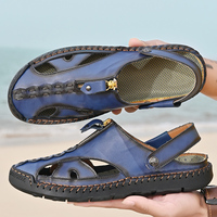 Sandales pour hommes en cuir véritable, sandales de sport décontractées, chaussures de plage respirantes pour hommes, peuvent être utilisées comme des pantoufles, Zapatos Para Hombres