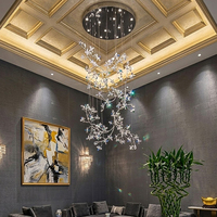 Lustre suspendu moderne en forme de fleur de cristal de style contemporain pour bar, hôtel, maison, décoration de plafond haut