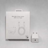 Chargeur rapide USB-C 35W avec prise EU/US/UK et câble de données tressé en nylon TYPE C pour iPhone 17, 16, 15 MAX