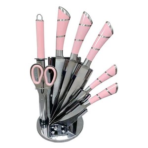 Juego <span class=keywords><strong>de</strong></span> <span class=keywords><strong>cuchillos</strong></span> <span class=keywords><strong>de</strong></span> chef <span class=keywords><strong>de</strong></span> acero <span class=keywords><strong>de</strong></span> Damasco <span class=keywords><strong>de</strong></span> 9 piezas al por mayor con soporte acrílico ABS juego <span class=keywords><strong>de</strong></span> <span class=keywords><strong>cuchillos</strong></span> <span class=keywords><strong>de</strong></span> cocina desechables rosas - Product Image 3