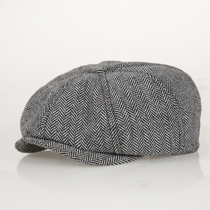 Casquette personnalisée Gatsby en tweed de laine Cabbie Ivy Hats Wholesale Peaky Blinder Hat Baker Boy 8 Panels Mens Herringbone Newsboy Caps - Product Image 5