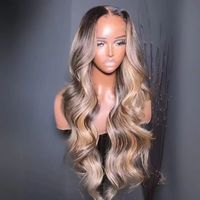 Peluca Frontal de Encaje 13*4 Personalizada Onda Profunda Rubia con Reflejos Largos Encaje Suizo 5*5 Cierre de Encaje Cabello Humano Vietnamita