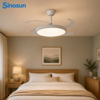 Ventilateur de plafond LED invisible avec lampe, moteur BLDC 42 pouces, télécommande, variateur d'intensité, haute qualité, moderne, pour chambre et salon, OEM/ODM