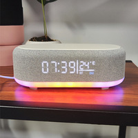 Haut-parleur multifonctionnel chargeur rapide sans fil Bluetooth LED veilleuse température temps réveil numérique bureau table charge