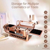 Trousse de Maquillage Professionnelle à 2 Plateaux avec Miroir, Valise de Rangement en Aluminium pour Vernis à Ongles, Boîte à Bijoux Verrouillable