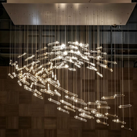 Lustre en cristal sur mesure, grand modèle, anti-éblouissement, à LED, pour hall d'hôtel, centre commercial, couloir