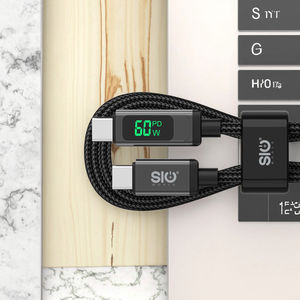 Nylon LED affichage numérique 5A câble de données PD charge rapide 60W Ttype-c chargeur d'ordinateur de téléphone portable en silicone pour les banques d'alimentation - Product Image 4