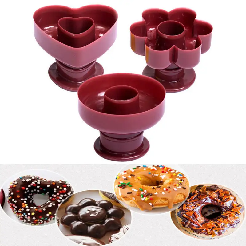 DIY Baking Tool Fondant Mould Desserts Bakery Mold Plastic Round Cookie Molds Flower Heart Hollow Donut Maker Cutter Cake Mold