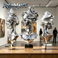 Escultura Moderna y Lujosa de Mujer Ángel en Acero Inoxidable Plateado Cromado, Figura Artística Femenina Fundida, 60 cm