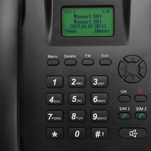 Téléphone fixe sans fil de bureau GSM 850/900/1800/1900 MHz double SIM 2G, conception étanche, enroulement automatique du fil - Product Image 6