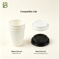 Gobelet en papier ondulé blanc jetable à trois couches pour boissons chaudes, thé au lait, café, avec couvercle, pour utilisation en voyage