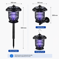 Piège à moustiques solaire ABS 3-en-1 pour extérieur, anti-insectes étanche à UV, grille électrique haute tension 3000V