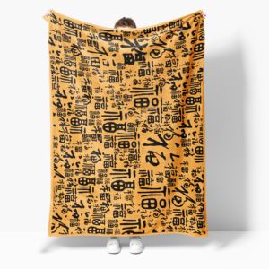 Manta de Franela Ligera y Ecológica con Estampado de Caracteres Chinos Antiguos, para Festivales, Hogar y Viajes, para las Cuatro Estaciones - Product Image 1