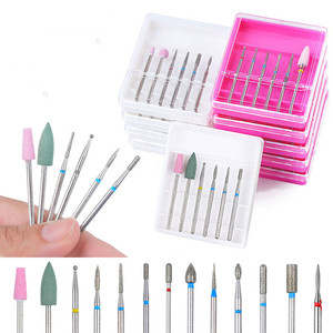 Juego de 6 brocas para uñas para máquina de manicura, 3/32 \ ", rebabas rotativas para cutículas y broca de diamante para uso en taladro de uñas - Product Image 1