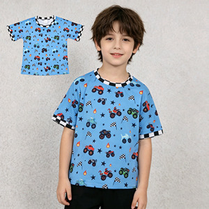 เสื้อยืดลายรถบรรทุกสำหรับเด็กผู้ชาย ชุดลำลอง กางเกงยีนส์เดนิม ชุดเสื้อผ้าเด็กชายสำหรับฤดูใบไม้ผลิและฤดูใบไม้ร่วง ขายส่ง ชุดเสื้อผ้าพี่น้อง - Product Image 4