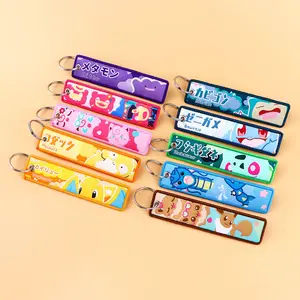 Porte-clés Anime tag porte-clés en tissu personnalisé porte-clés de voiture avec broderie de dessin animé porte-clés de moto avec logo