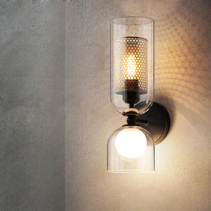 Nordic-Style Creative Double-Headed Mesh Glass <b>Wall</b> Lamp for Bedroom Living Room Hotel Background <b>Wall</b>-Unique <b>Bedside</b> <b>Lighting</b> - Product Image 2