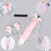 DREAM FASHION Lolita Fashion Bandeau Oreilles de Chat et Queue de Renard en Peluche, Ensemble Oreilles et Queue d'Animaux pour Enfants, Accessoires Cheveux Unisexe