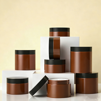 Pot en plastique noir givré personnalisé avec étiquette 100ml 250ml 300ml 350ml Contenant pour crème cosmétique, soin de la peau, gommage corporel