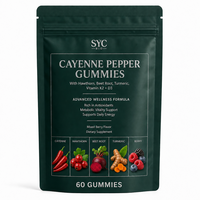 SYC BIO Gommes au Poivre de Cayenne Ingrédients Premium 60 Unités Soutien Quotidien au Bien-être Adulte Naturel Marque Privée OEM ODM Usine