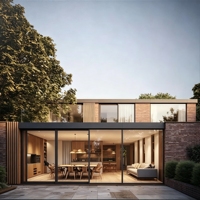 Fenêtre coulissante en aluminium noir KOJOON avec 4 panneaux, design moderne pour maison neuve, grilles de fenêtre pour fenêtres coulissantes