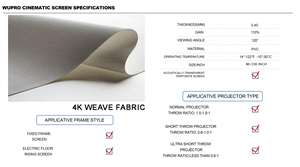 Nouvel arrivage de tissu tissé Wupro 90-230 pouces ALR 4K écran acoustiquement transparent écran de projection UST à cadre fixe mural - Product Image 2