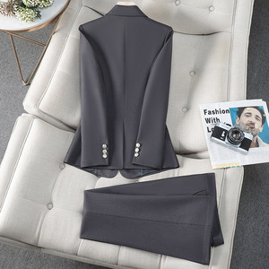 Women's Suit Set Full Sleeve Satin Formal Autumn Anti-Wrinkle Work Uniform - Product Image 4