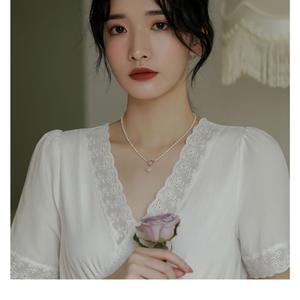 Collier pendentif en chaîne de clavicule en perles de riz d'eau douce ultra-fines enveloppées d'or 14 carats, perle baroque à forte luminosité - Product Image 5