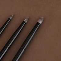 Pinceau à paupières plat en poils de renard et de chèvre, manche en bois, outil de maquillage pour les détails des yeux, vente en gros, marque privée, logo personnalisé