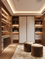 Système de dressing moderne de luxe, portes en placage de bois massif, armoire sur mesure pour chambre et salon, service de conception gratuit