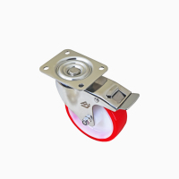 Produits d'usine Source Factory - Roulettes pivotantes en polyuréthane de style européen 160x50mm en acier inoxydable 304 robustes avec frein