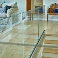 EKOO Garde-corps en verre sans cadre en aluminium en U résistant à la corrosion pour terrasse, balustrade de sécurité pour appartement
