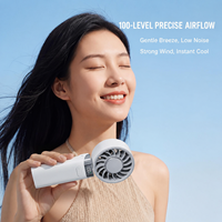 Ventilateur portable rechargeable mini avec design de pales de turbine à vent puissantes, support pliable, affichage numérique, batterie 3600 mAh