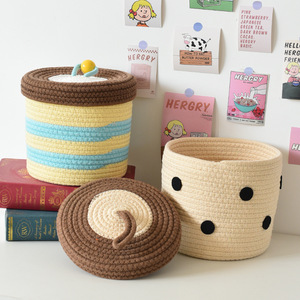 Factory Hot Sale Hand Woven Cotton Rope Baby Tote <b>Basket</b> Organizing Home Decoration - Product Image 1