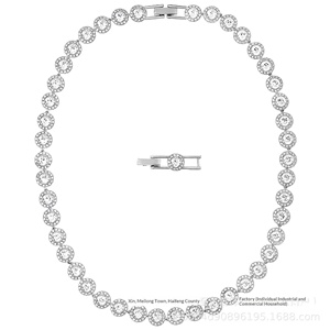 Parure de bijoux Shijia Roman Série Una en alliage, collier, bracelet et boucles d'oreilles incrustés de cristaux ronds étincelants, collection de niche - Product Image 1