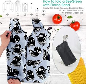 Bolsa de Compras Plegable de Poliéster Reutilizable Grande, Diseño Personalizado de Fábrica, para Supermercado, con Logotipo - Product Image 4