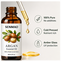 Huile d'Argan Marocaine Naturelle 60ml Hydratante Anti-Âge Convient pour les Soins des Cheveux et les Massages Corporels