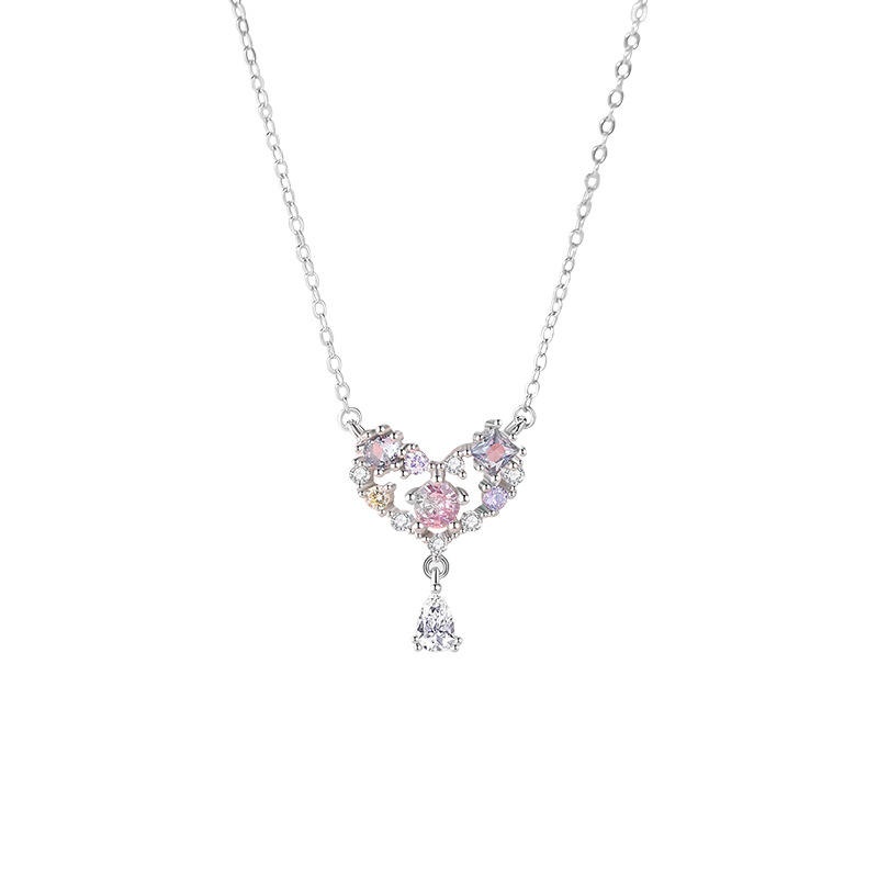 Etelleza High Quality Silver Necklace Cubic Zirconia Dainty 18K