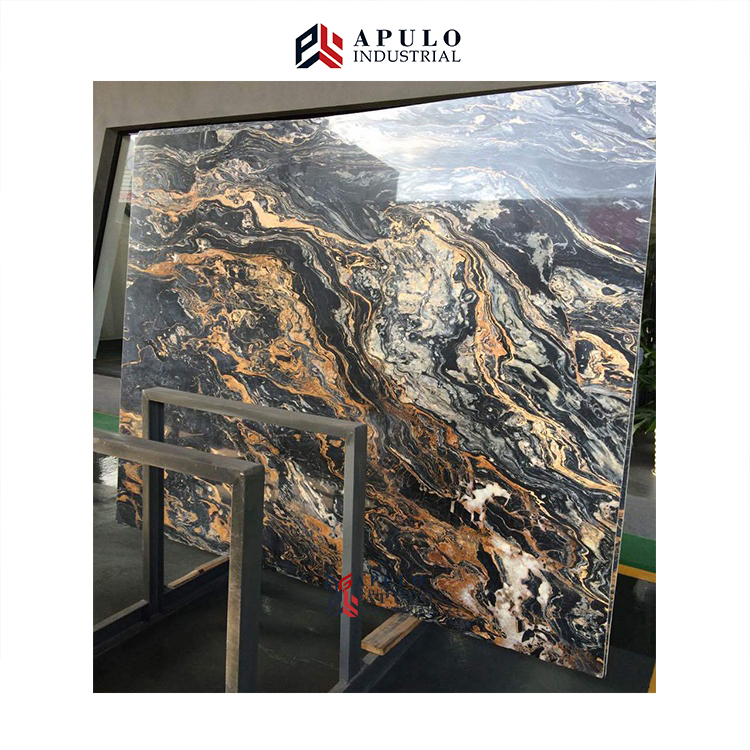 Роскошная гранитная плита из черного сплава orinnoo gold nero picasso мрамор Королевский черный мрамор