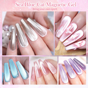 Esmalte de uñas en gel efecto ojo de gato azul marino, brillo estelar, magnético, curado con luz UV LED, para decoración de uñas, venta al por mayor para salones de belleza - Product Image 3