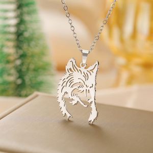 Collana Myshape Vintage con Testa di Lupo in Acciaio Inossidabile, Catena Placcata Oro, Simbolo Animale Tribale per Forza e Protezione, Amuleto - Product Image 3