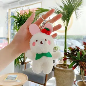 Vendita calda all'ingrosso Cherry Bear Bunny peluche ciondolo piccolo Kawaii Bear Doll Bag Charm per Kid Girl Gifts