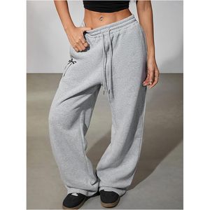 Pantalones Deportivos Anchos Personalizados para Mujer, Cintura Alta, Cordón Ajustable, Tela Elástica, Pantalones Casuales con Bolsillos, Transpirables - Product Image 1