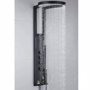 Columna de Ducha Multifunción Negra Mate con Rociador de Lluvia, Jets de Masaje Corporal y Rociador de Mano - Product Image 4