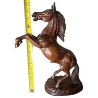 Statue de cheval en teck sculptée à la main, 15 cm, Feng Shui, sculpture en bois, cheval surélevé, décoration thaïlandaise artisanale traditionnelle pour salon