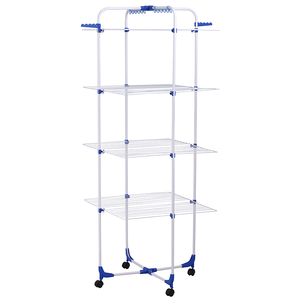 Étendoir à vêtements sur pied en acier inoxydable à 4 niveaux Porte-manteau portable de type sol Séchoir à vêtements suspendu - Product Image 1