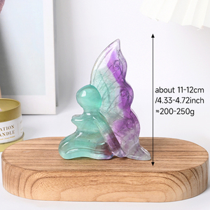 Venta al por Mayor de Artesanías de Piedras Semipreciosas de Cristal Natural, Tallado de Hadas de Fluorita Verde Púrpura para Colección - Product Image 3